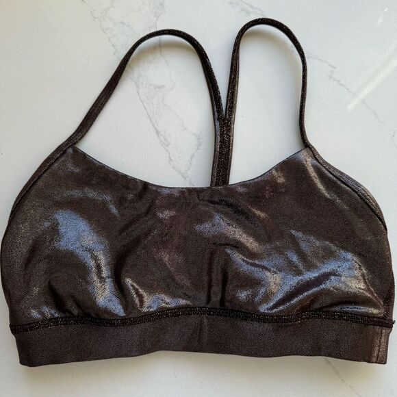 Lululemon Flow Y Size 4 Bra Nulu Shine Light Support A C Cups Brown Active Yoga - Picture 1 of 7